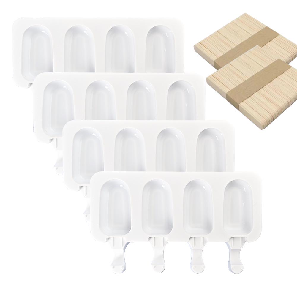 DIY 4-Cavity Oval Silicone Ice Cream & Popsicle Mold