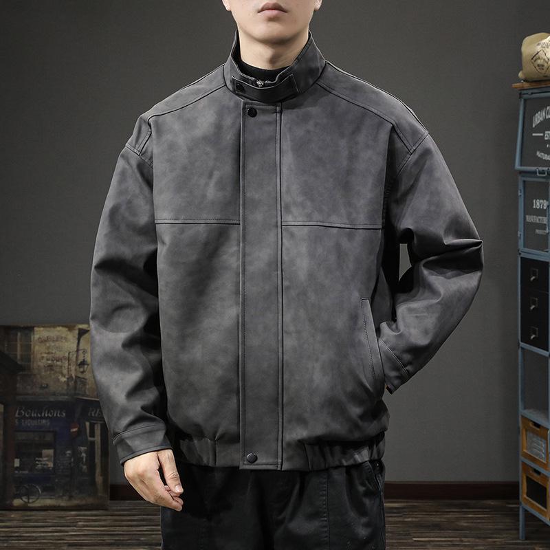Men's High-End Retro Leather Motorcycle Jacket - American Style, Casual PU Outerwear