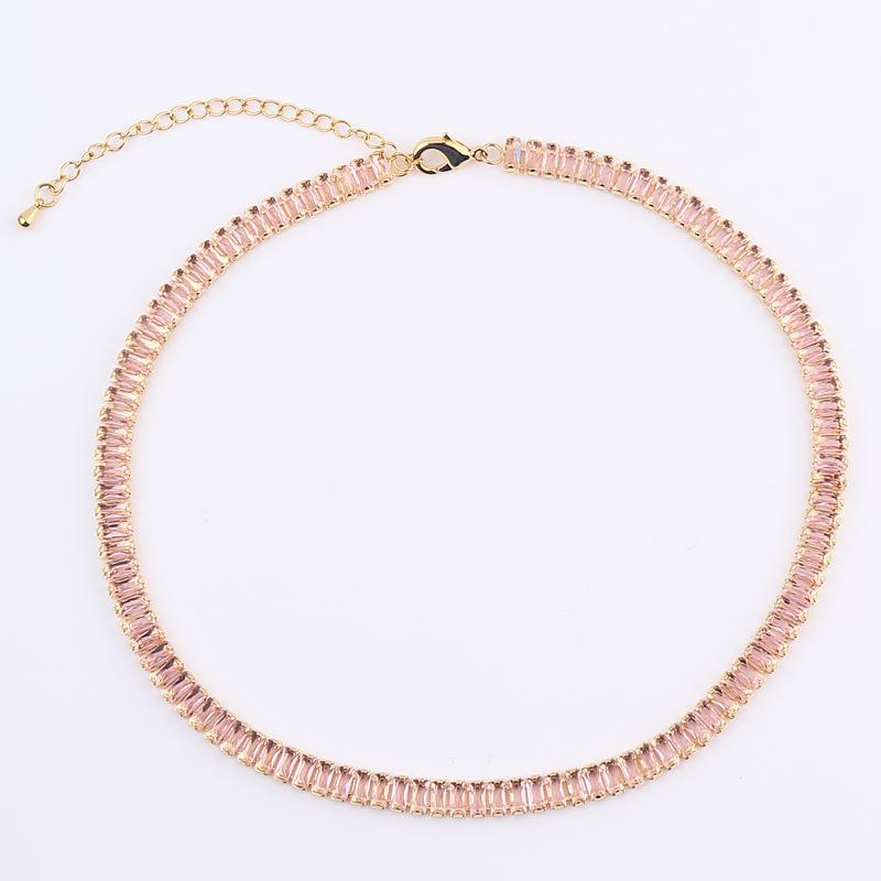 Women's Gold Colorful Choker Necklace Shiny Rainbow Crystal Zircon Tennis Chain Statement Jewelry Dropshipping