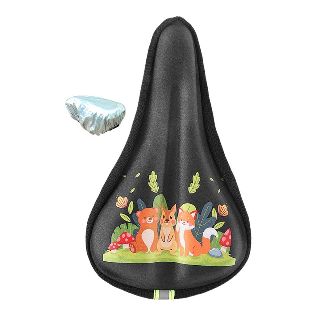 Potah na sedátko dětského jízdního kola, Ochranný potah na sedátko jízdního kola s pláštěnkou, Polštářek na sedátko dětského kola, Černý