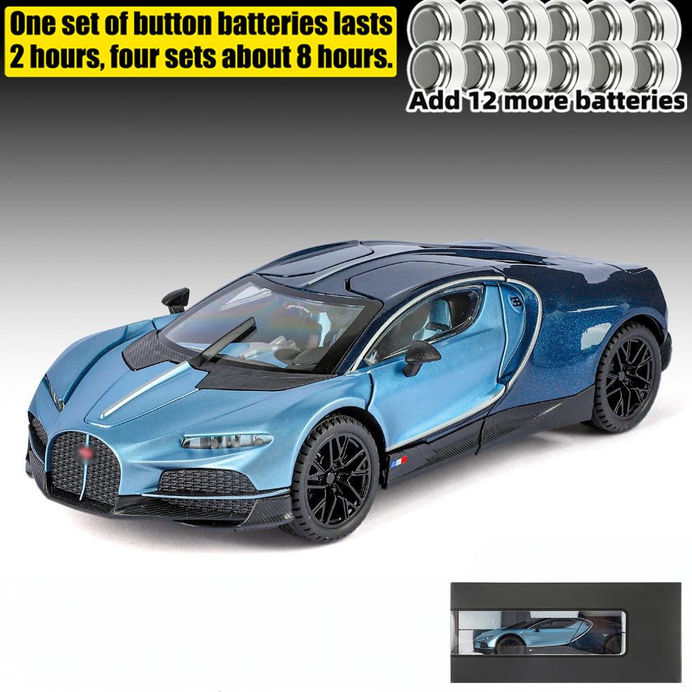 1:24 Tourbillon Supercar Toy Car Model Alloy Diecast Vehicle Miniature Sound & Light Pull Back Collection Gift Children Boy Kids
