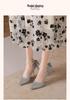 New Black Crystal Sequin Pearl Bow High Heels Wedding Shoes