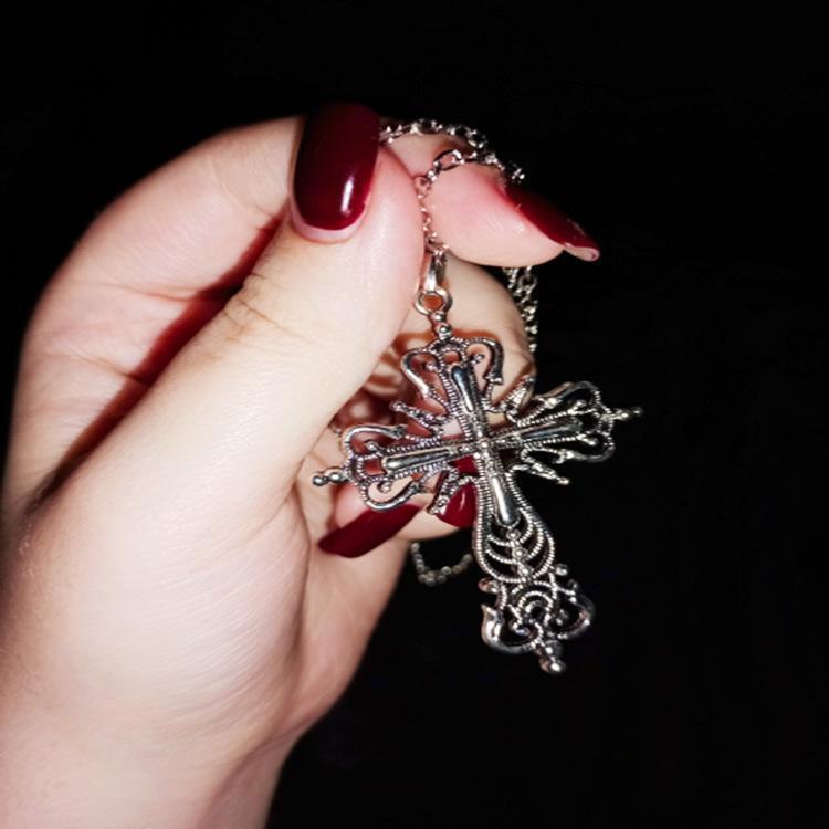 Cross Pendant Necklace Gothic Punk Jewelry Alloy Geometric For Women