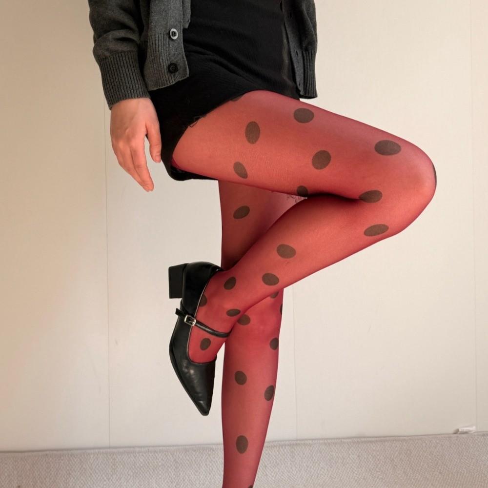 Seamless Large Dot Pantyhose Colorful Y2K Retro Silk Stockings Polka Dot Stockings  Cosplay