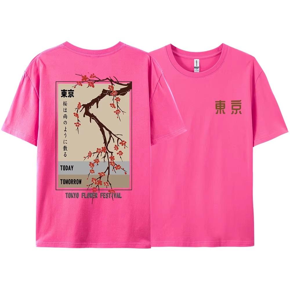 Today Tomorrow Tokyo Flower Festival T Shirt Men Women Fashion O-Neck Tshirts Summer Cotton Tops Loose Street Hip Hop T-Shirts