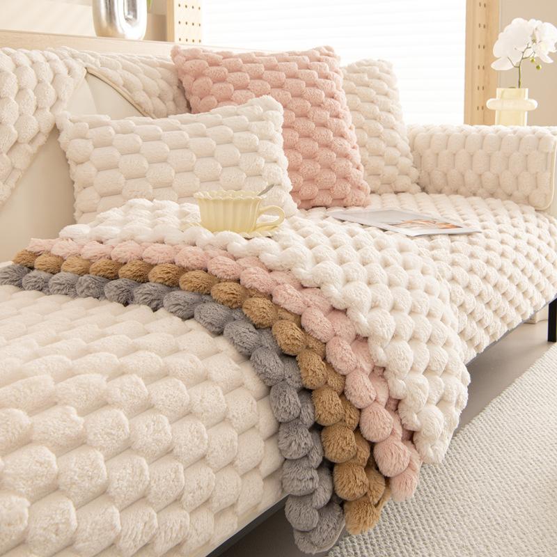 

Кремовая ветровая зимняя теплая утолщенная флисовая подушка для дивана, нескользящие подушки для сидения, простой современный комплект, тканевый чехол 50*70cm