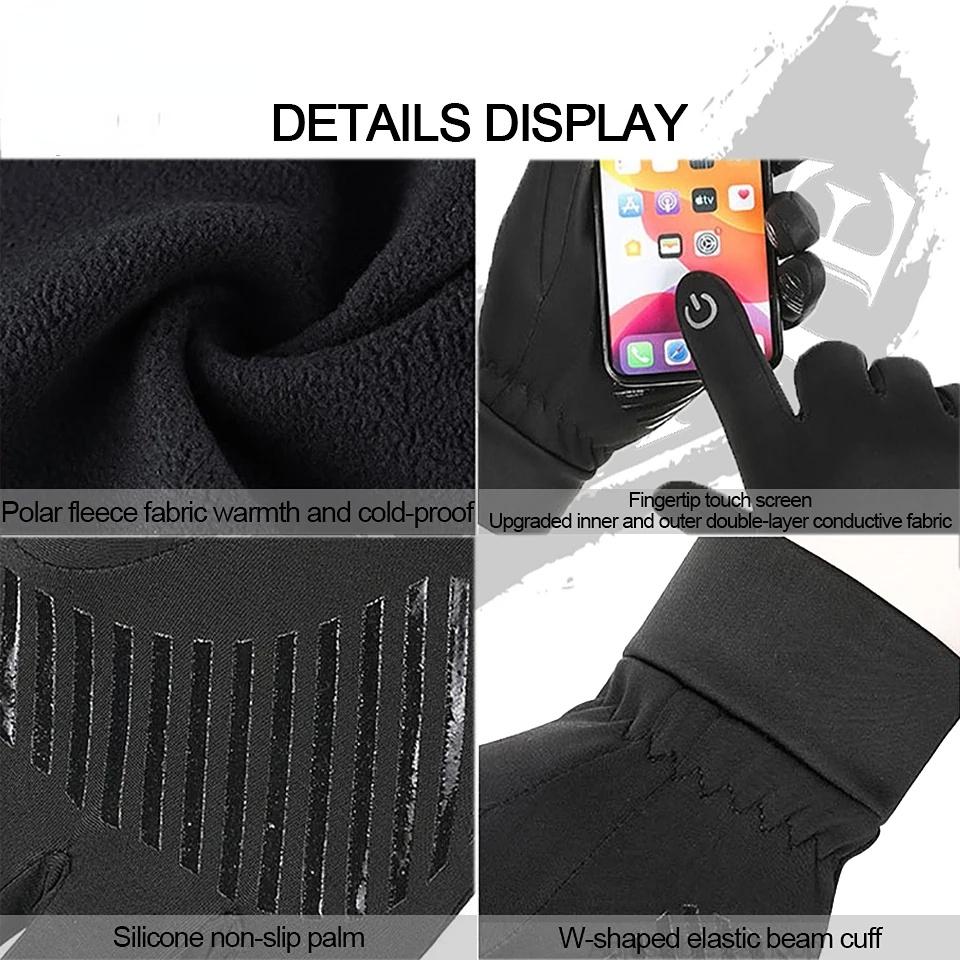 Căldură de iarnă Mănuși de ciclism rezistente la vânt Ecran tactil anti-alunecare rezistent la uzură Călărie în aer liber Conducere Cățărat Mănuși de schi
