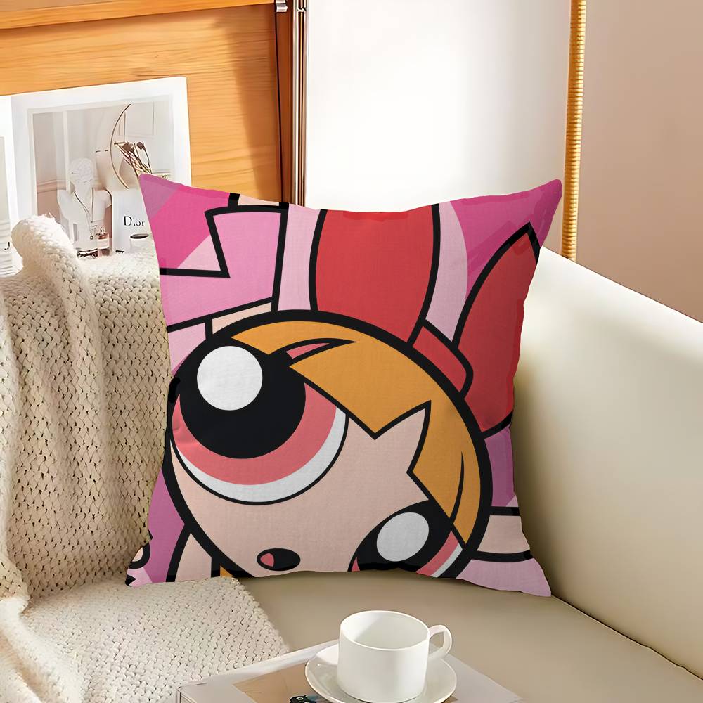 Cute Powerpuffs-Girls Classic Anime Cushion Cover Inches Farmhouse Decor Home Throw Pillow Covers For Couch Decorations