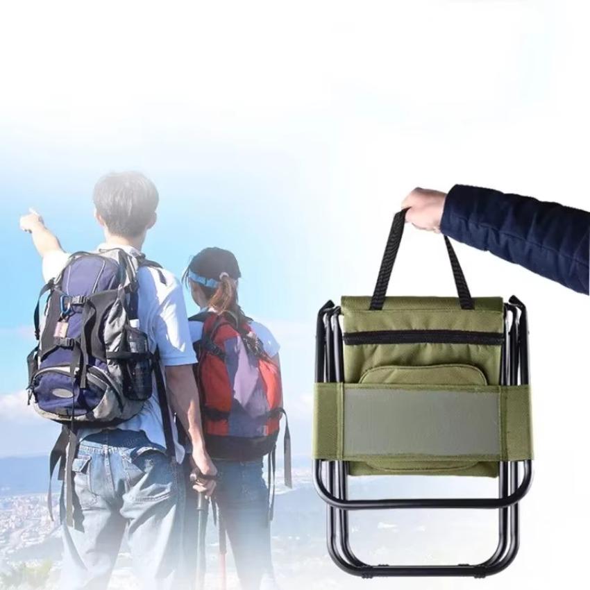 3-i-1 Utomhus Fritid Camping Fiske Stol Bärbar Multifunktionell Fällbar Kylväska med Förvaringsväska och Ryggstöd Isoleringsfunktion
