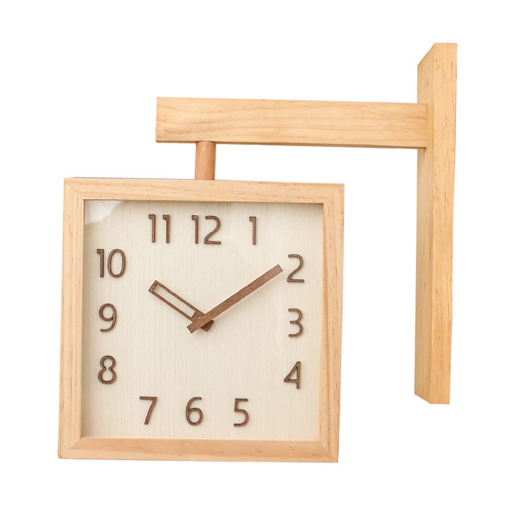 Wall Clock Simple Silent   Double Sided Clock Wooden Decorative Corner Clock for Living Room Household