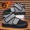 Designer Fashion Men's Corduroy Snow Boots Winter Furry Warm Hook&loop Comfortable Outdoor High-tops Skate Shoes Sneakers