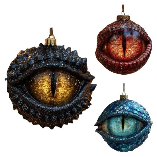 Yousheng Dragon's Eye Christmas Ornament Mystic Dragon Eye 2D Flat Acrylic Xmas Tree Hanging Ornaments for Fantasy Lovers