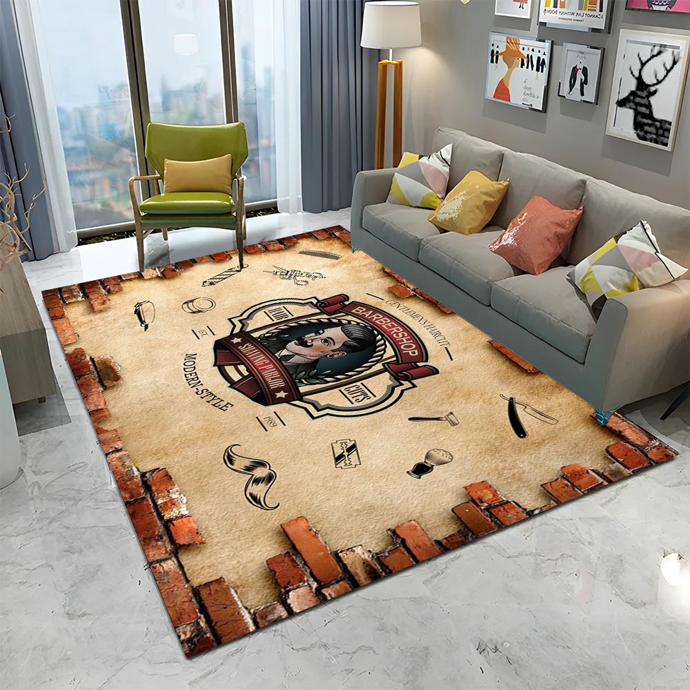 

3D Barber Shop Skull Vintage Sign HD килимок для дому Вітальня Спальня Диван Придверний килимок Декор, дитячий килимок Нековзкий килимок 40x60cm