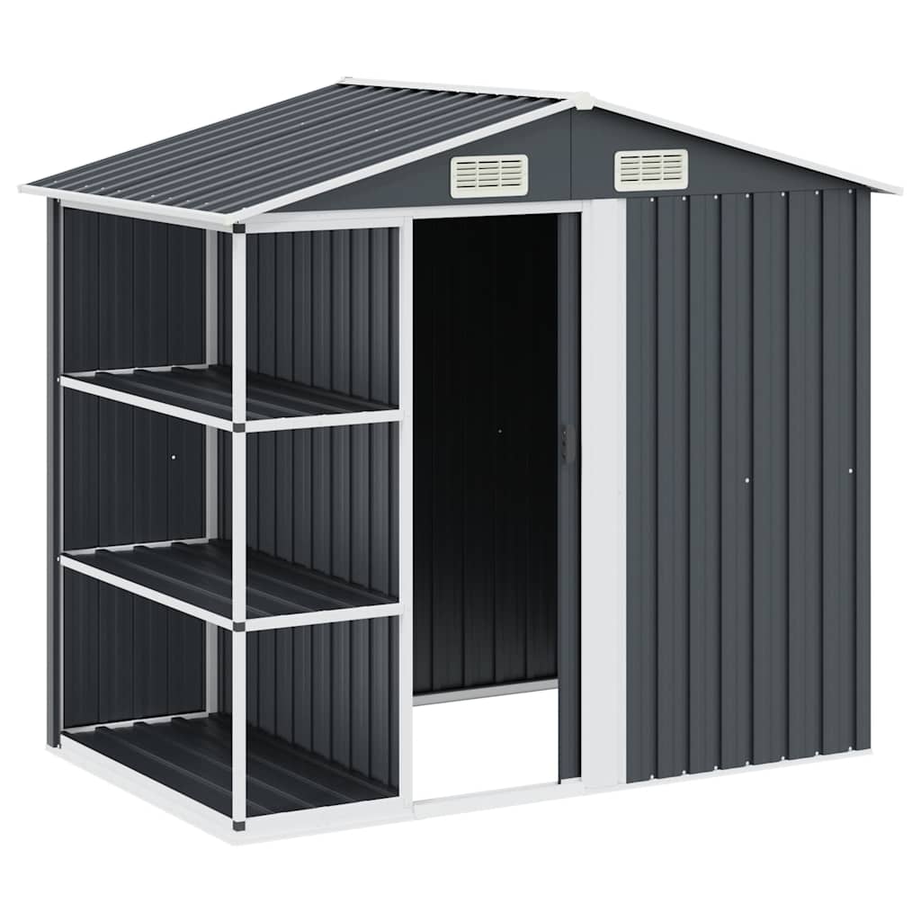 vidaXL Gartenhaus mit Regal Anthrazit 205x130x183 cm Eisen