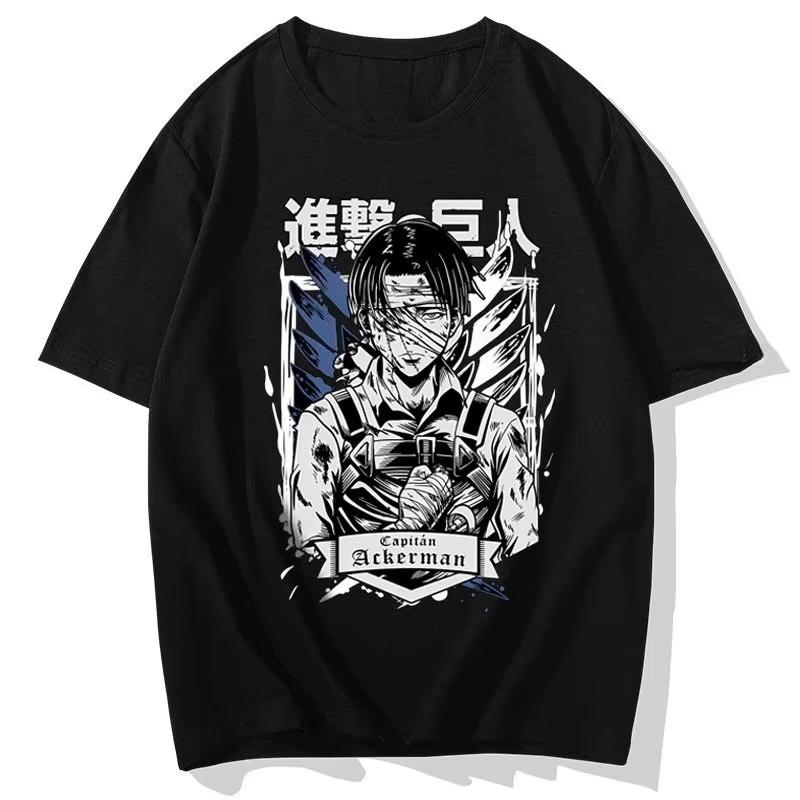 AttackTitan T-shirt Men's and Women's Short-sleeved Survey Corps Captain Levi Allen Wings of Freedom Printed Clothes  Y2k Top
