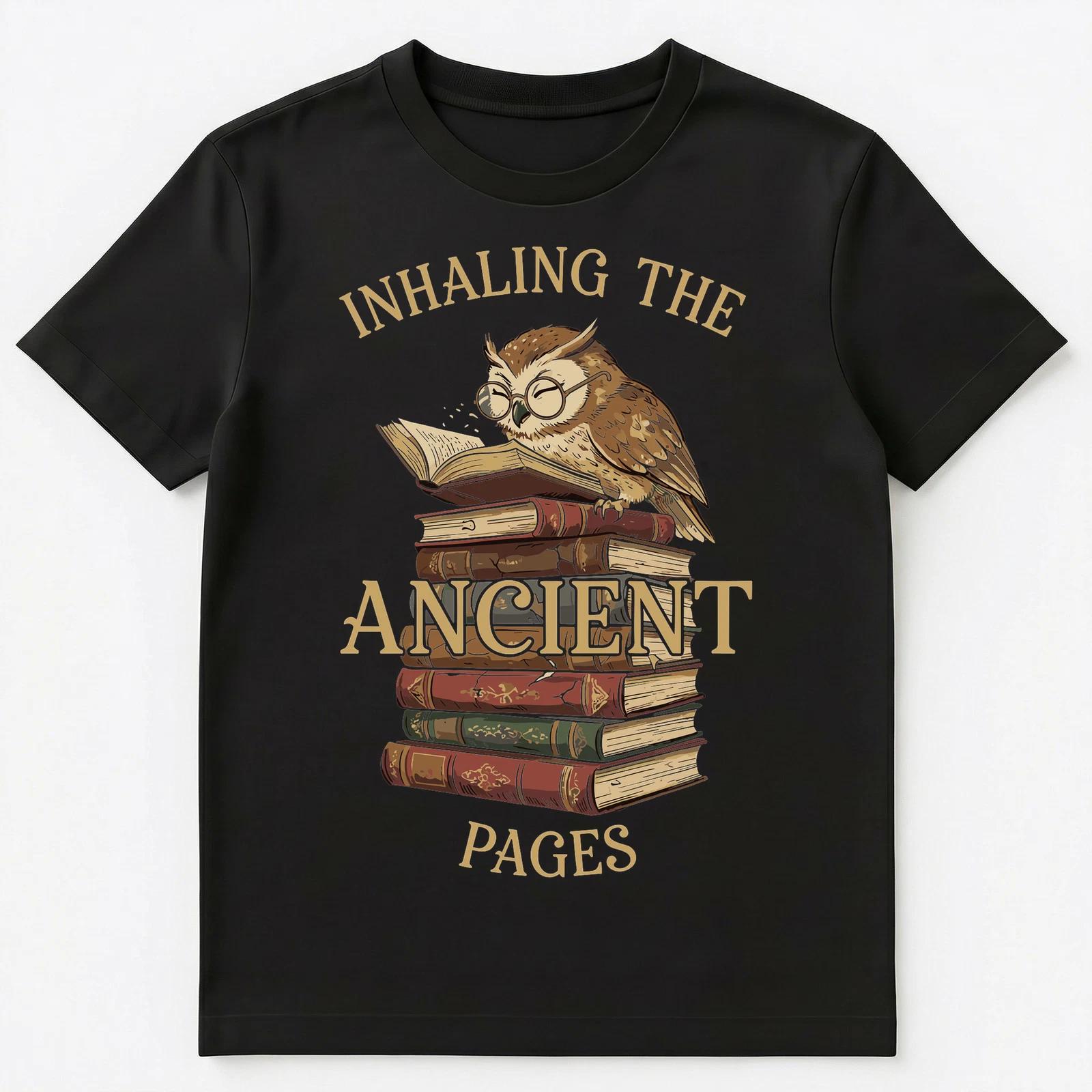 Bookworm Enthusiast Vintage Owl Reading Wisdom Literature Unisex T-Shirt S