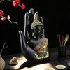 Palm Buddha Statue Meditating Thai Buddha Sitting Figurine Spiritual Sculpture for Home Office Zen Decor