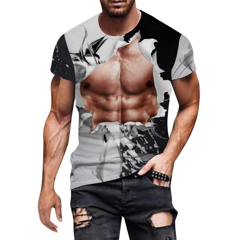 Men's Muscle T-shirt 3D Printed Bodybuilding Fitness T-shirt Top Fashionable Sports Fitness Shirt