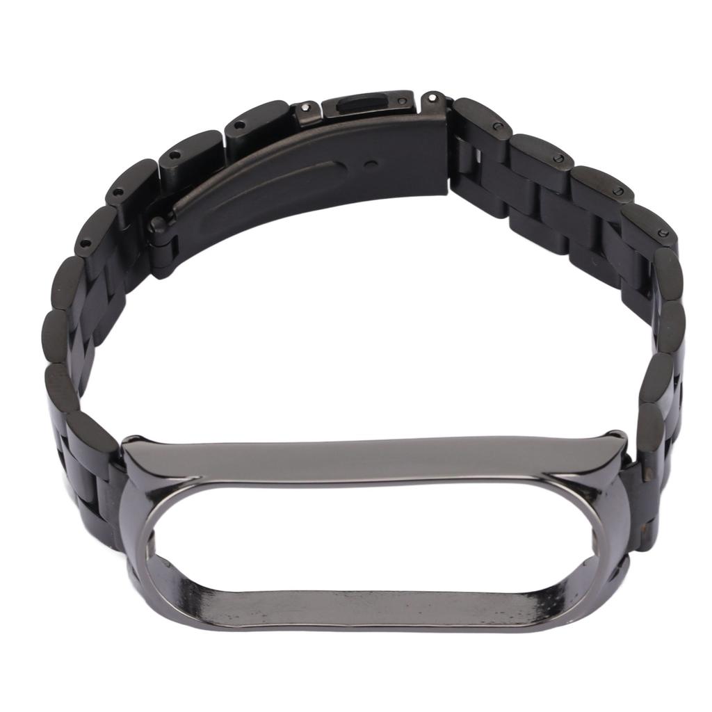 Smartwatch Armband Edelstahl Anti-Verlust mit Doppelschnalle Faltschließe für Mi Band 6Schwarz