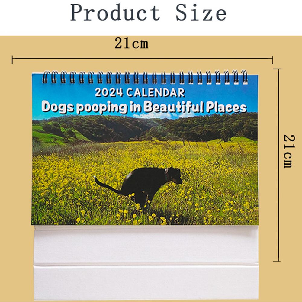 2024 Calendar Dogs Pooping in Beautiful Places Humor Gift Prank Calendar