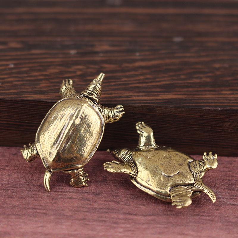Retro Messing Schildkröte Ornament Statue Metall Tier Skulptur Home Büro Dekoration Ornament Tee Haustier Handwerk