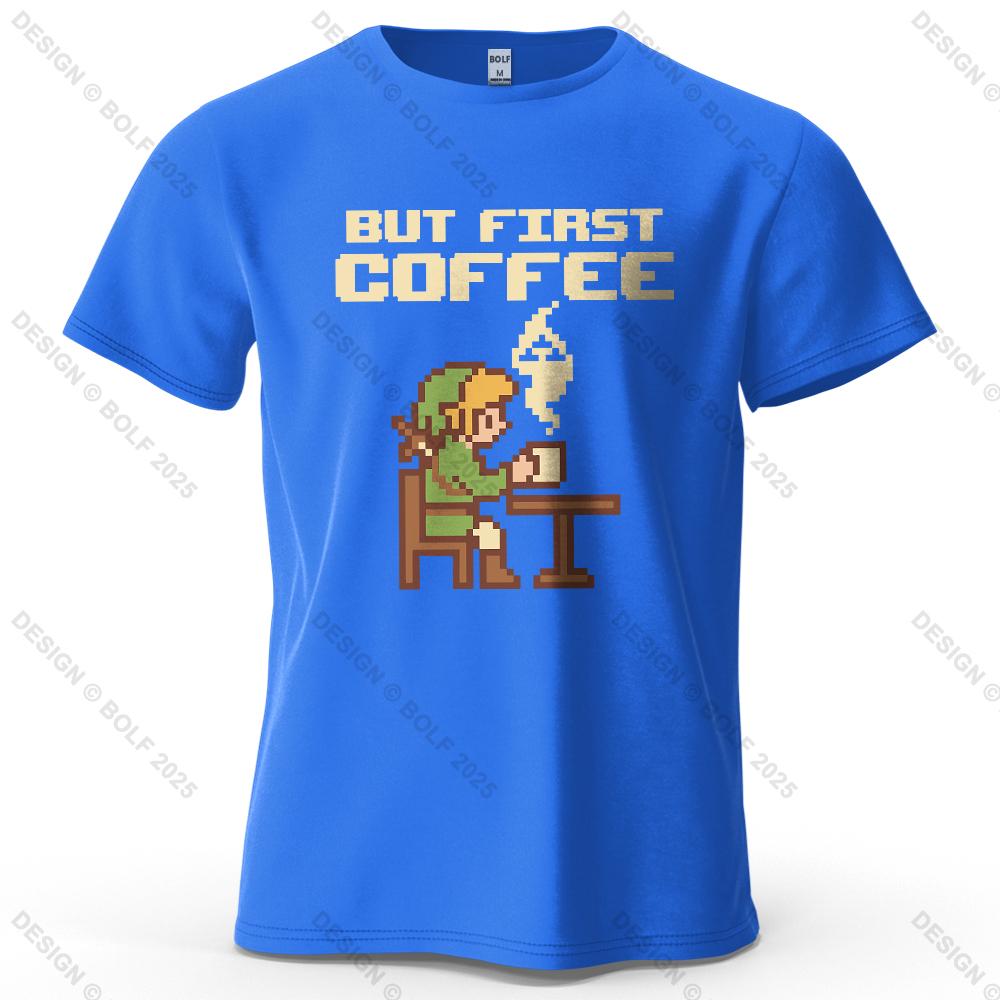 BUT FIRST COFFEE Cozy Printed Men's T-Shirt Oversized Playful Graphic Tees for Women Tops Tees Casual Streetwear