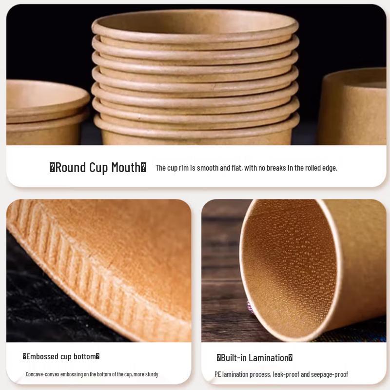 Jie Xiang Jia 280ml Thickened Kraft Disposable Paper Cups