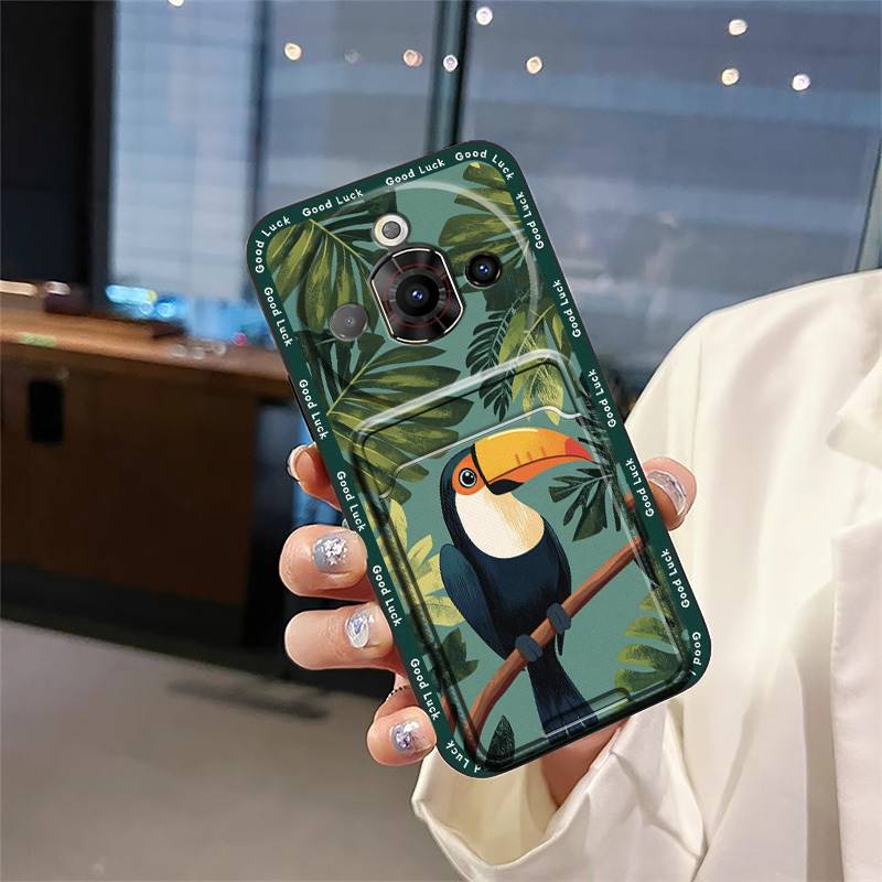 Waterproof Back Cover Phone Case For ZTE Nubia Focus Pro 5G Card slot Graffiti Silicone Dirt-resistant TPU Anti-knock