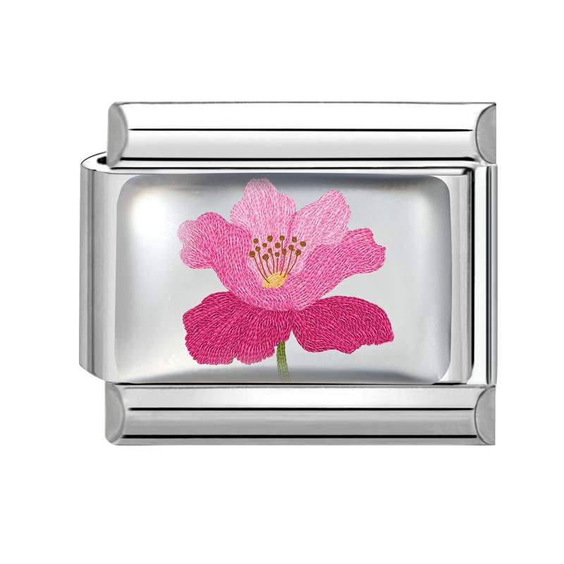 New Design Pink Planet Flower Cherry Eyes Butterfly Italian Charm Links Fit 9MM Stainless Steel Bracelet Jewelry DIY Making