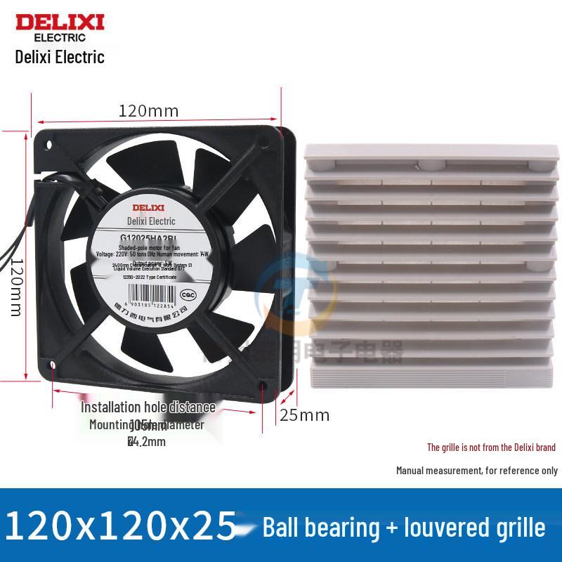 Delixi 220V Industrieller Axial-Abluftventilator, 12038 Kugellager, für Schrankkühlung