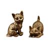 Antique Vintage Brass Cats Sculpture Miniature Desk Decoration Detailed Kitten Figurine Perfect Homes Accent Gift