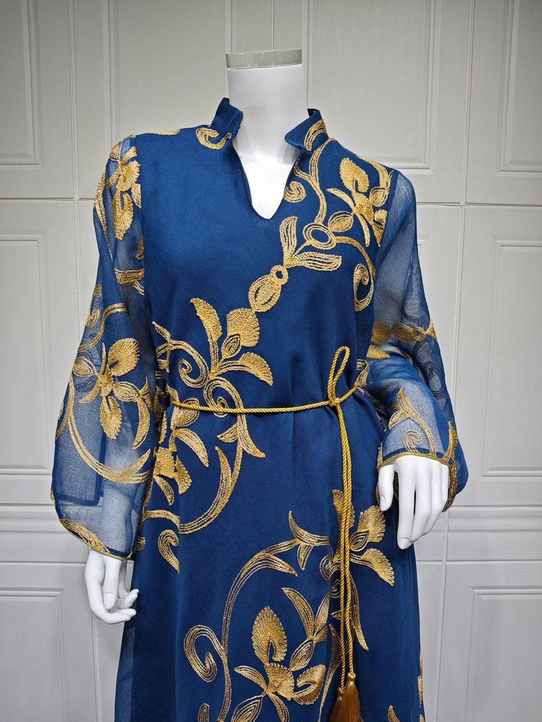 Vestido de Malla Bordada de Dubái: Vestido de noche musulmán europeo