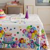 XCHI Happy Birthday Cake Gifts Colorful Balloons White Tablecloth Rectangle Washable Table Covers for Indoor Outdoor Dining Table Home Party