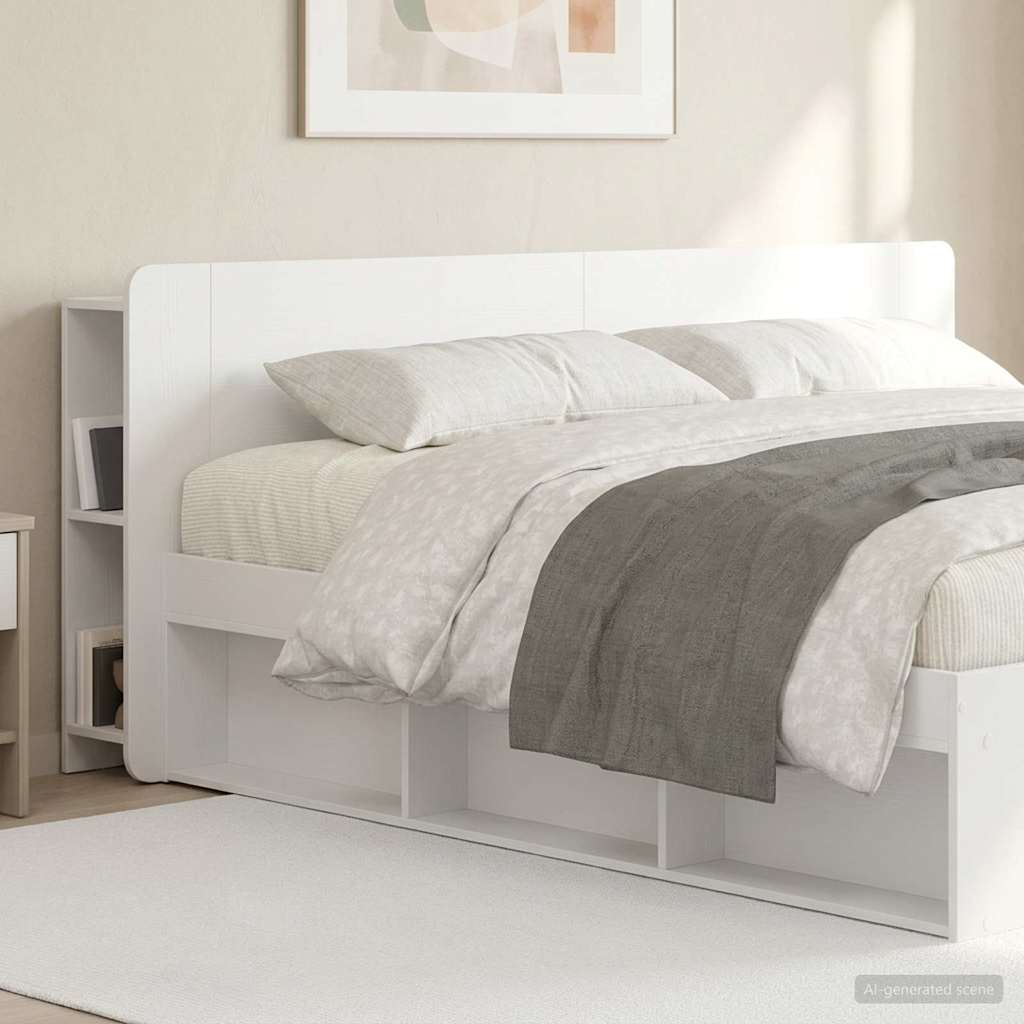 Headboard Cabinet with Storage High Gloss White Particleboard