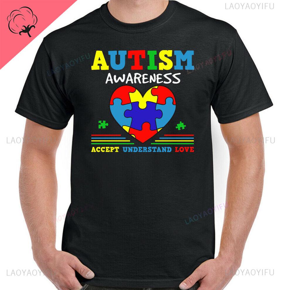 AUTISM TSHIRT Awareness Day Autistic Accept Understand Love Unisex Mens Top New Style Camisetas Hombre Fashion Graphic Tshirt