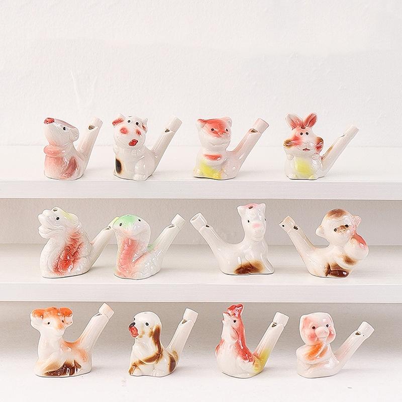 1Pcs Early Learning Bath Noise Maker Bird Whistle Water Musical Ceramic Colorful Animal Shape Water Whistles Party Favor