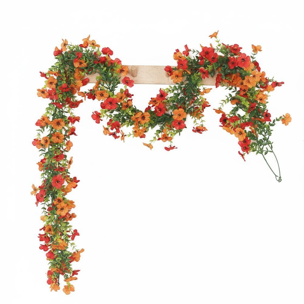 Multicolor Artificial Violet Flower Vine Green Eucalyptus Leaves 132 Flowers Simulation Flower Garland DIY Accessories