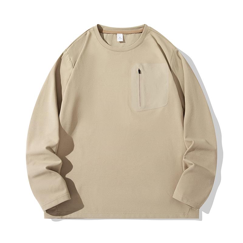 Solid Color Sweatshirt Men's Round Neck Long-sleeved T-shirt Autumn and Winter Bottoming Shirt Fashionable Casual Top