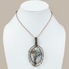 Natural Dendrite Opal Gemstone Handmade Copper Wire Wrap Pendant 3.55" T8o01