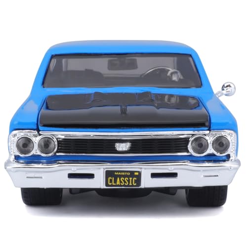 Maisto 1/24 Scale Chevrolet Chevelle 1966 Blue Custom Classic Muscle Series / Diecast Model Car, Finished Product, 31333