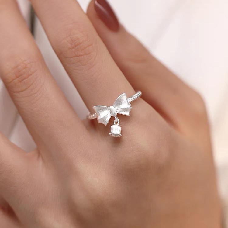 Lily Flower Bowknot Open Ring for Women - Versatile Trendy Index Finger Jewelry