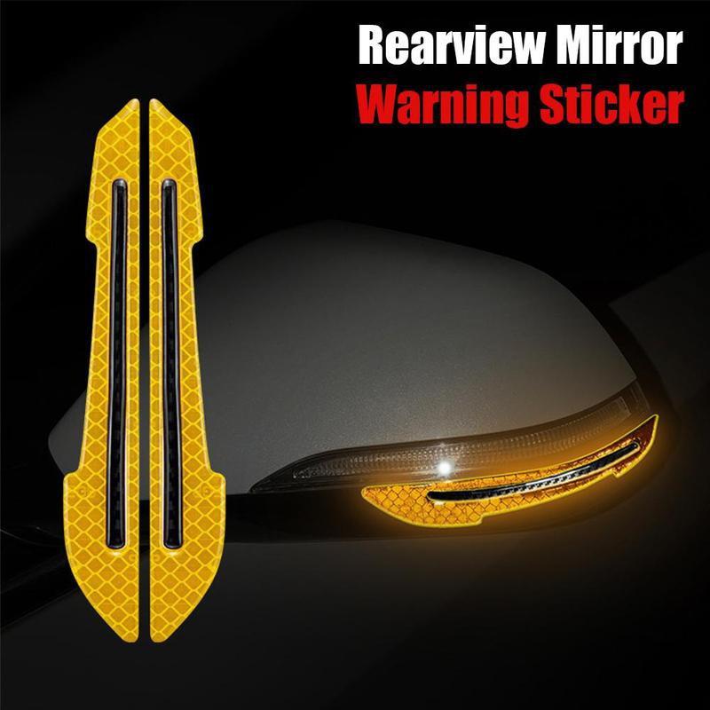 2PCS Car Rearview Mirror Reflective Sticker Car-styling Safety Warning Anti-collision Protector Rearview Mirror Decorative Strip