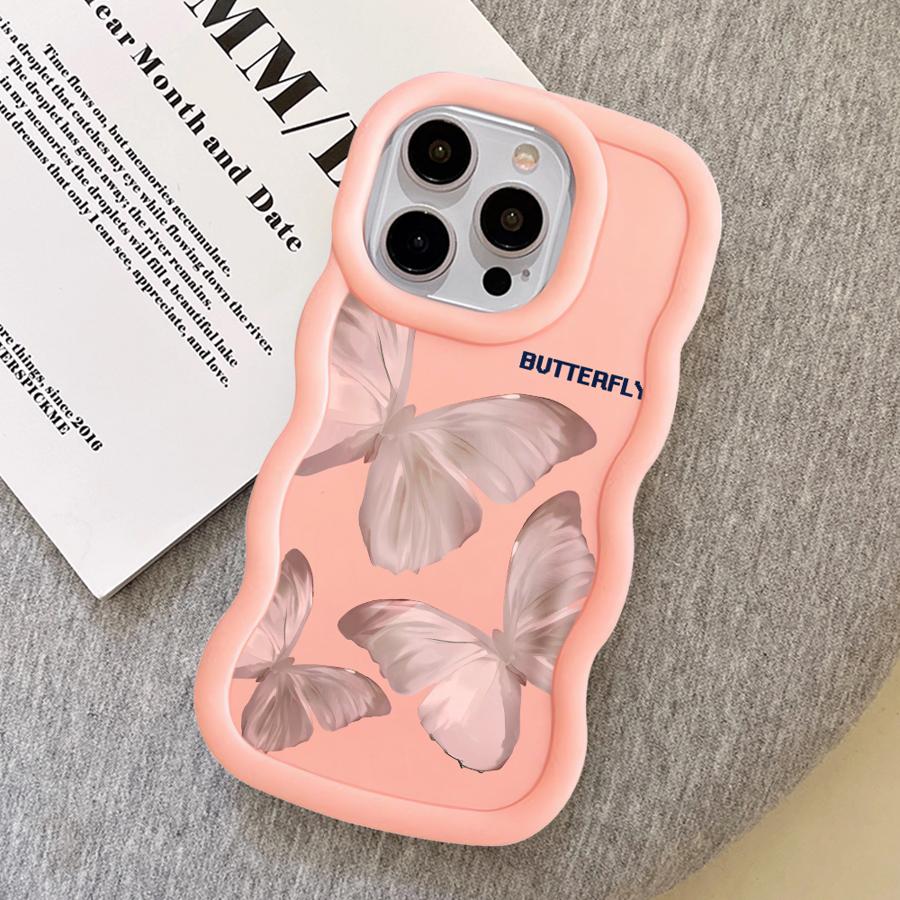 Printed Butterfly Case for iPhone 15 Plus XR 13 8 17 Air 12 16 Pro Max 14 11 Soft Phone Cover