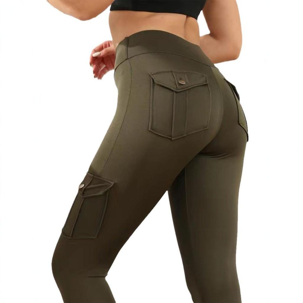 Women's Multi-Pocket Yoga Pants - High Elasticity, Tight Sports Running Fitness, Spliced Workwear Style