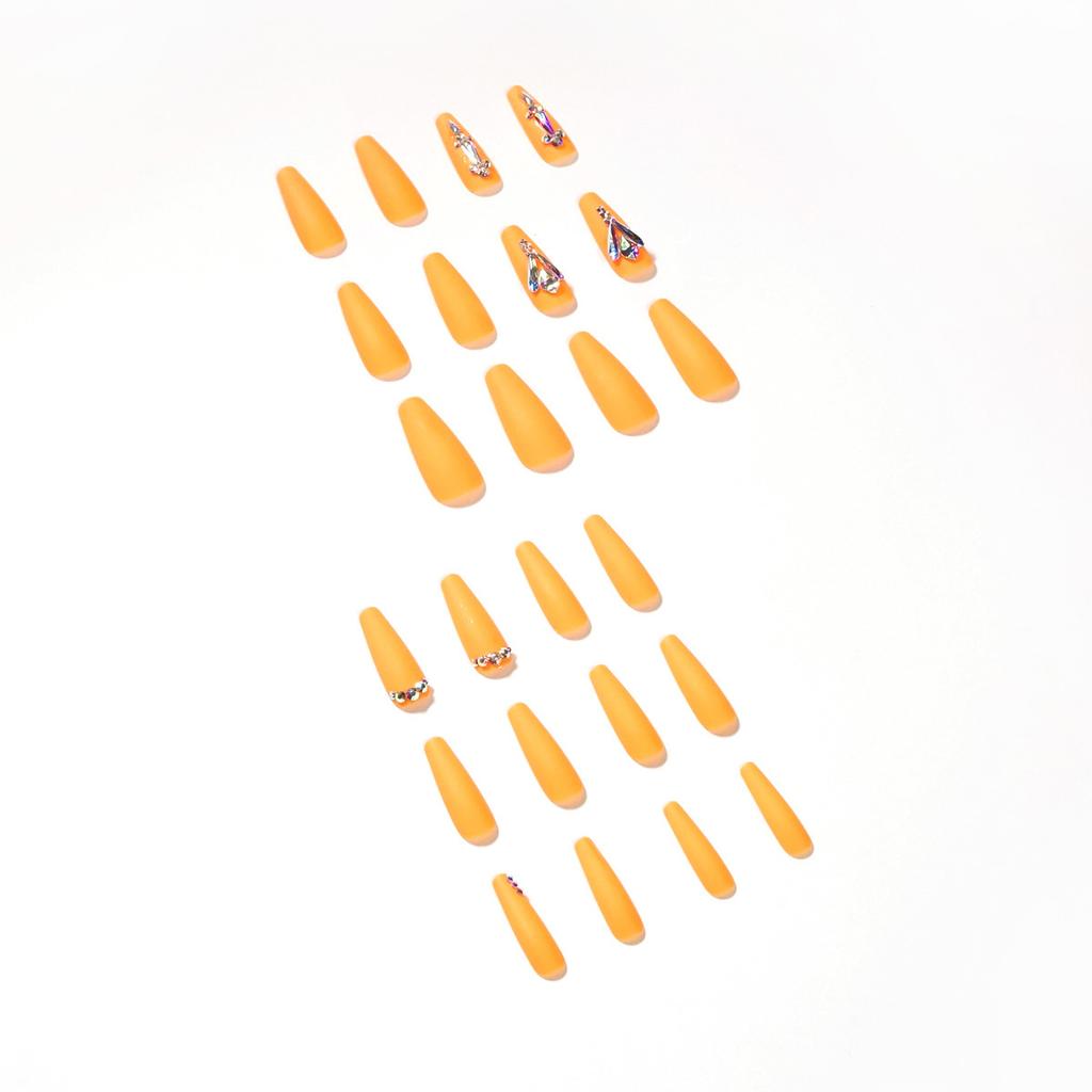 Full Diamond Series Wear Nail Orange Nail Art Rhinestone Temperament Nail Art Nail Patch Press on nail