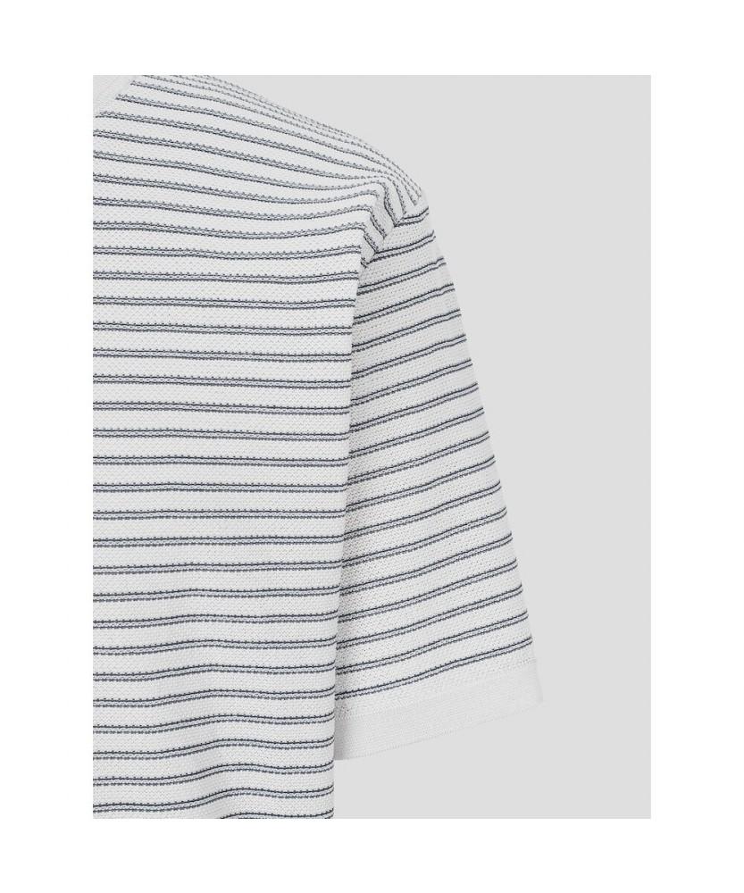 Binpolmen Gentle Tech Casual Pinstripe Round Knit Light Gray
