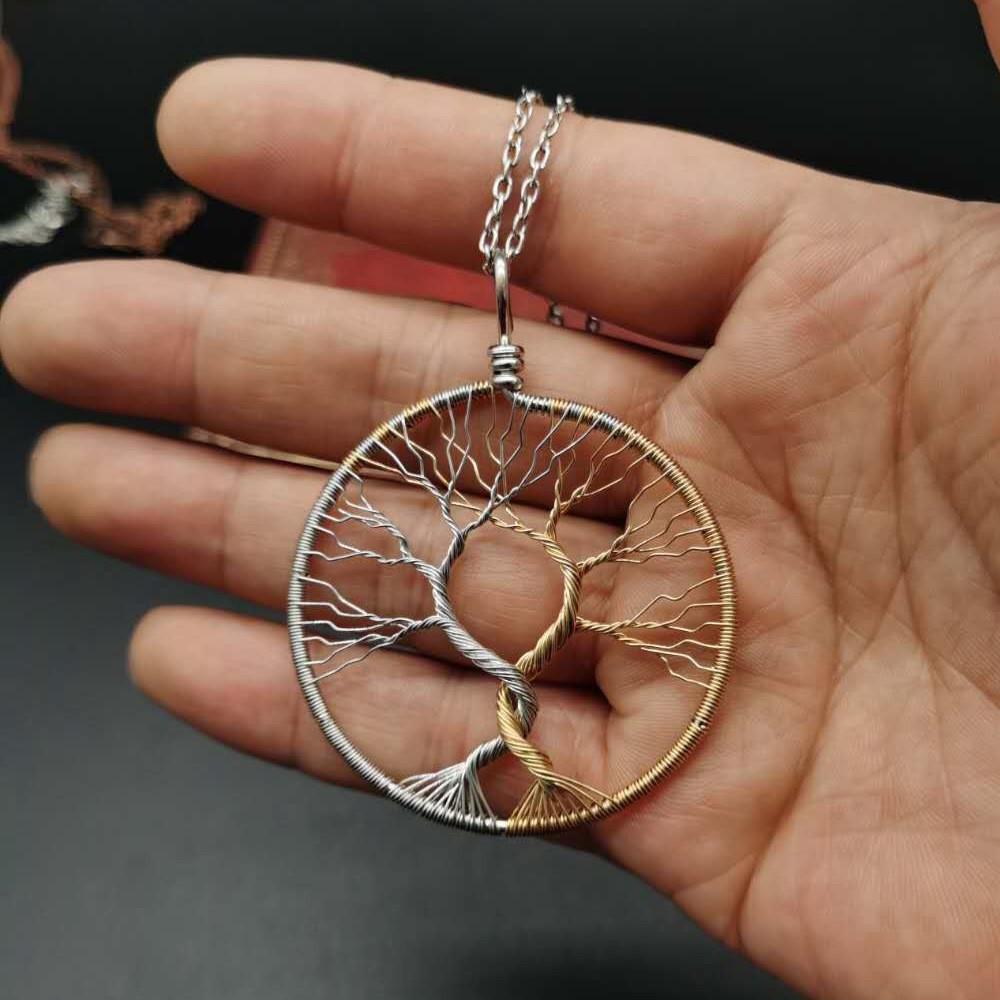 Handmade Copper Wire Winding Tree Of Life Necklace Love Long Couple Pendant Necklace N150