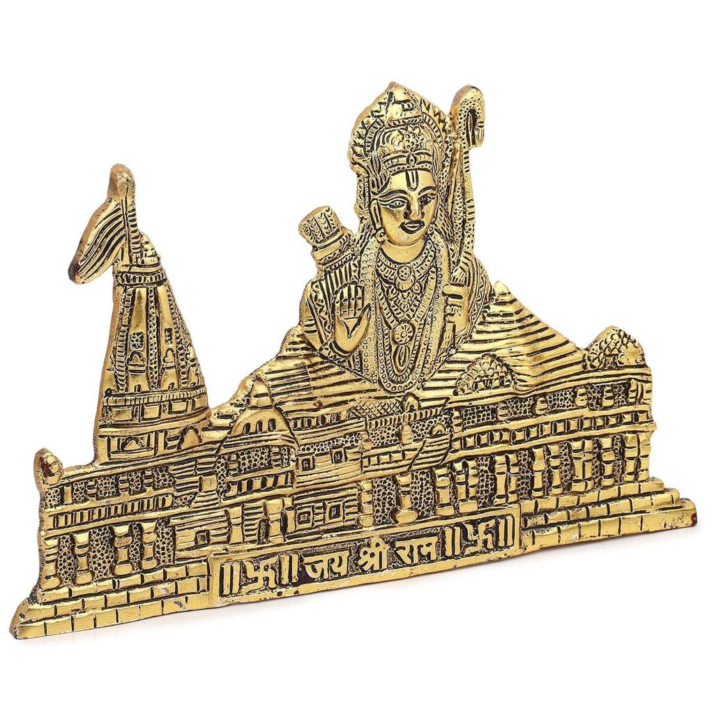 Metal Ram Mandir Ayodhya| Ayothi Ramar Temple Model| Architecture Model (11X7 Inch) Hanging and Standing Temple Home Decor Showpiece, 1 Pc