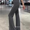 Women's Gray Micro-Flare Elastic Yoga Pants - Lazy Style, Slimming, Casual, Wide-Leg Sportswear for Autumn