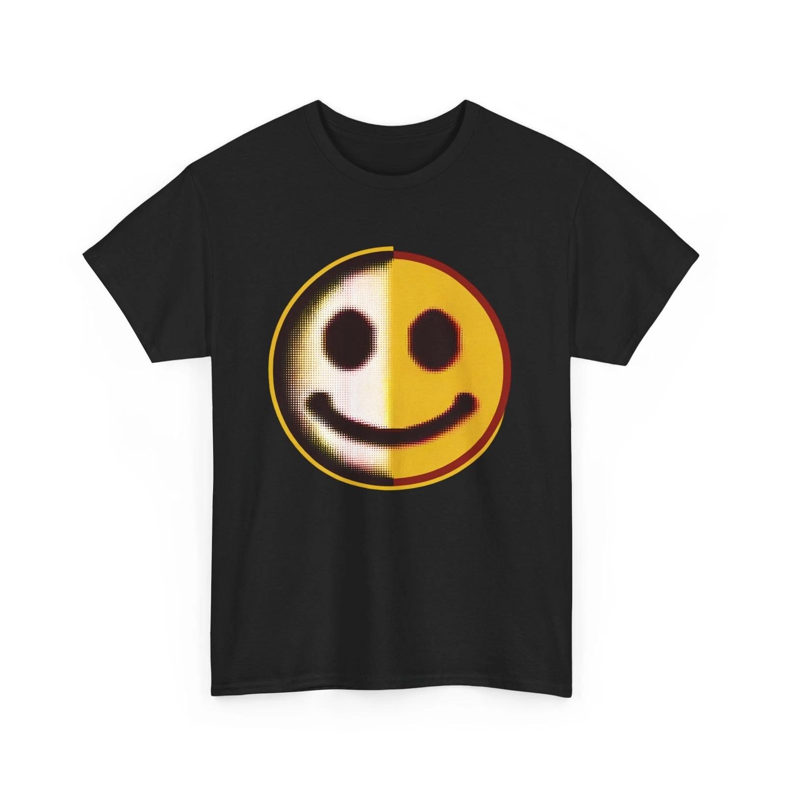 

Unisex Adult T Shirt Vintage Style Retro Halftone Happy Face Tee Streetwear L